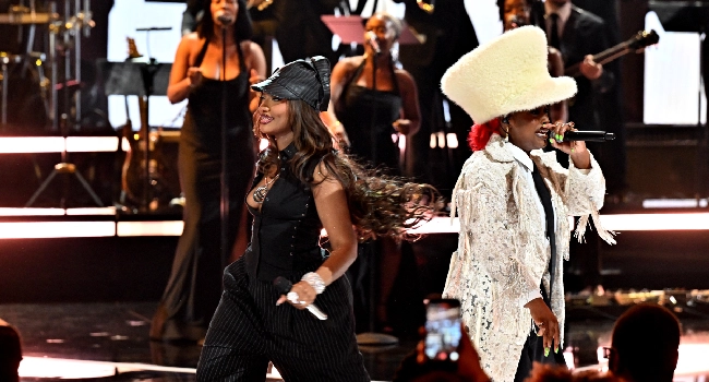 Tems and Tierra Whack performing at the BET 2026 Awards