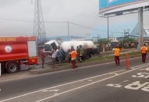 LASTMA Averts Major Disaster as Gas Tanker Catches Fire in Ikorodu