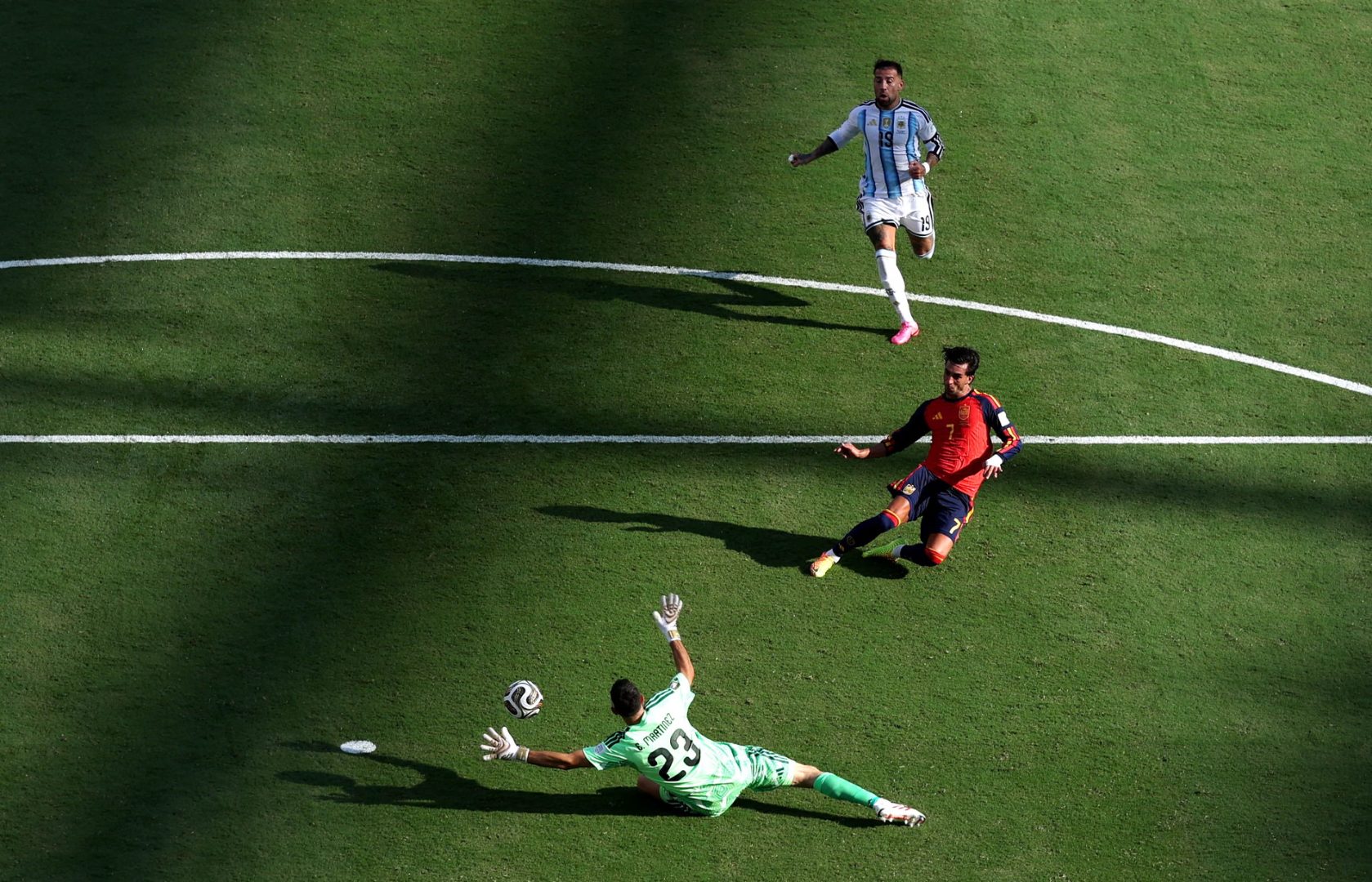 Ferran Torres is a fraction offside.