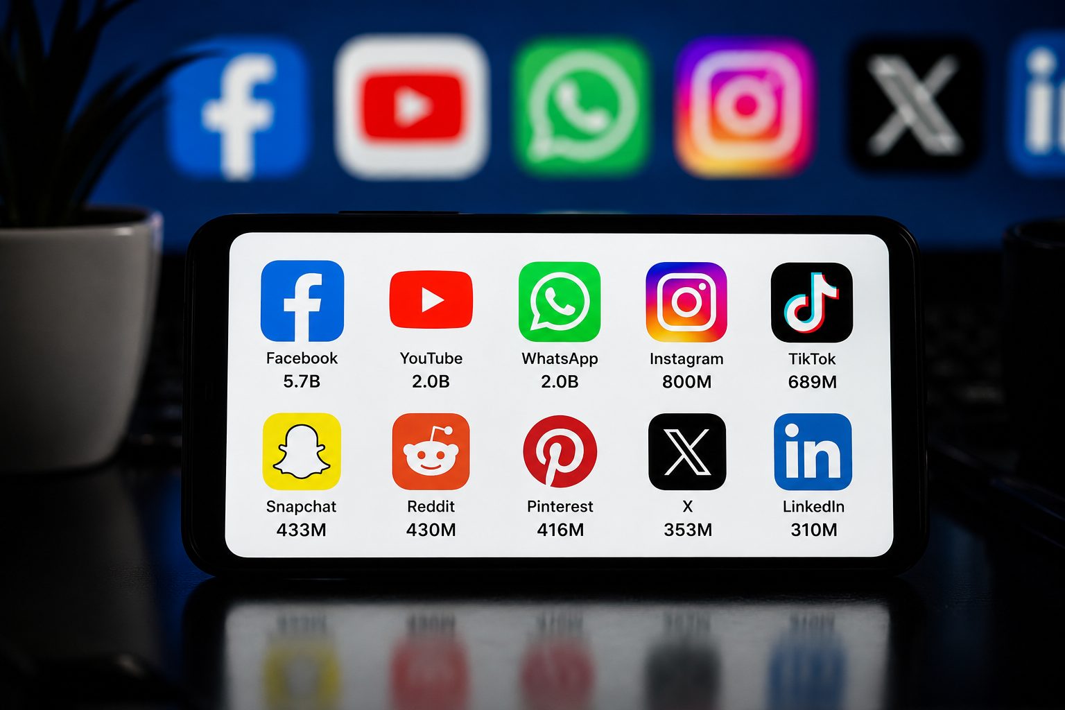 Facebook Leads World's Top 10 Social Media Platforms with 5.7 Billion Monthly Active Users