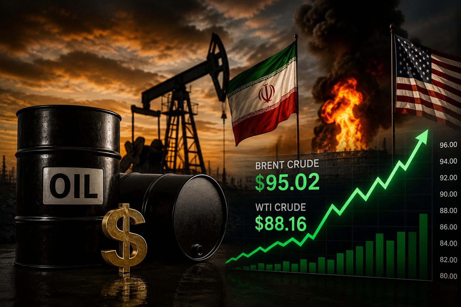 Brent Crude Surges Above $95 as US-Iran Conflict Intensifies